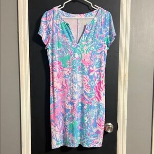 Lilly Pulitzer Stretch Rayon Print Dress Size: L Length: 36”
